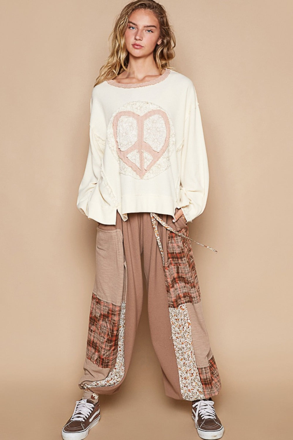 POL Heartbreaker Thermal Knit Patch Top