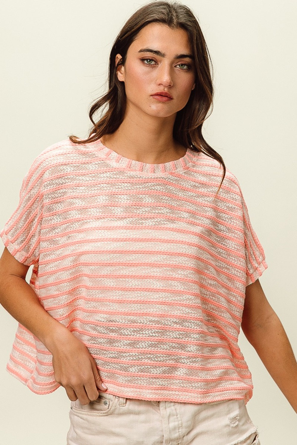 BiBi Holly Braid Striped Top