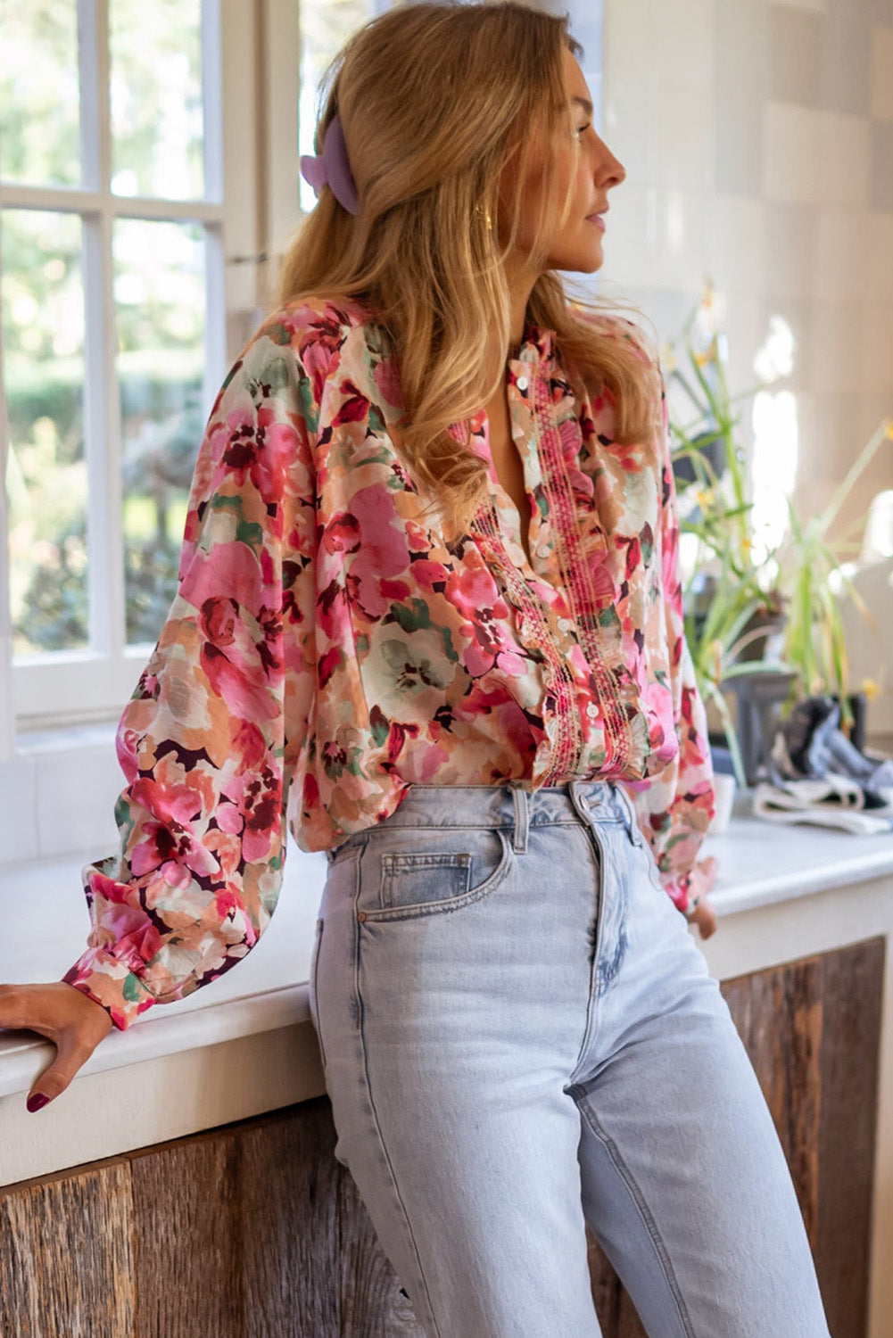 Frill Foward Button Down Top