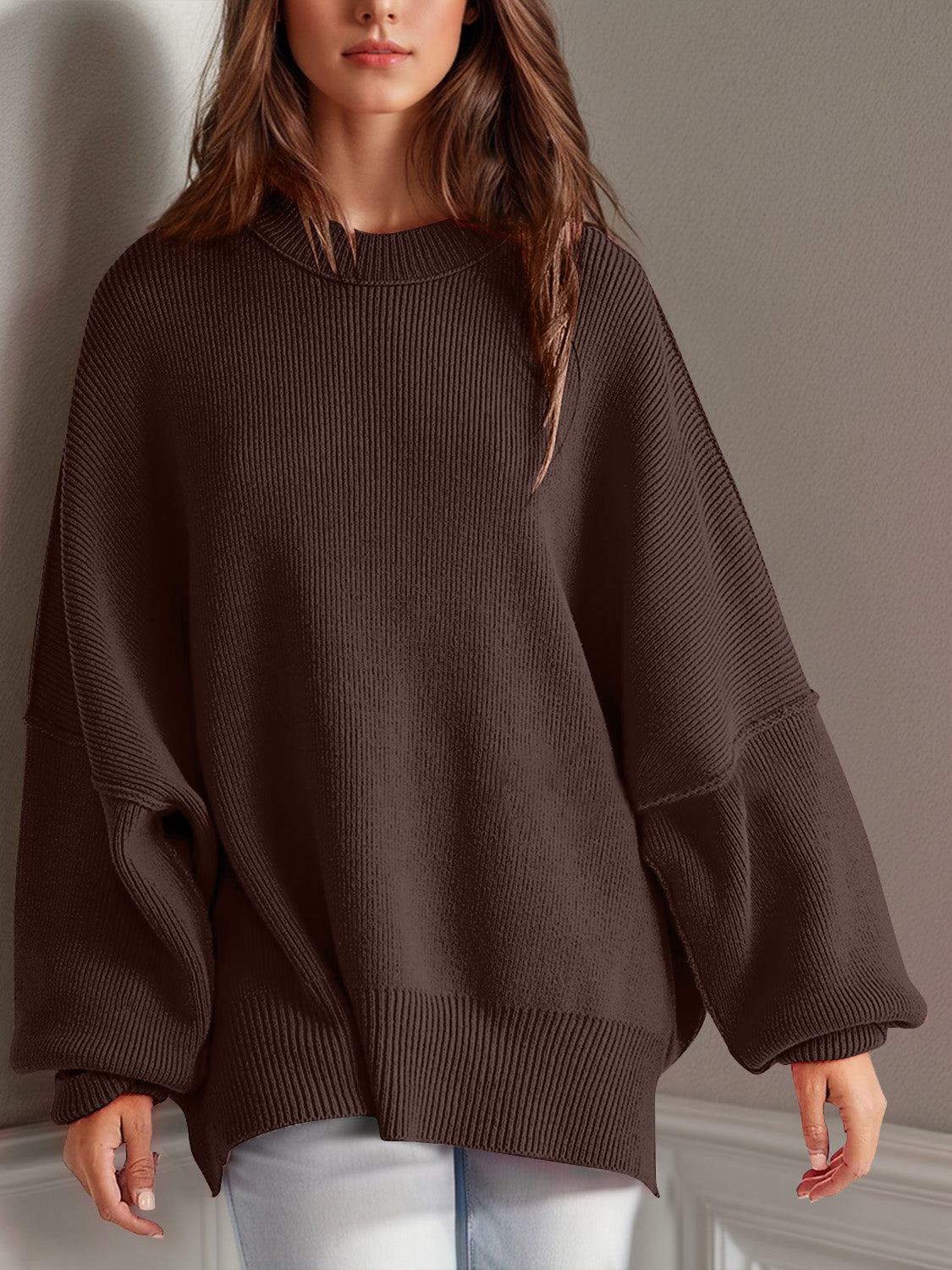 Mandy Side Slit Sweater  Oversized Pullover Sweater