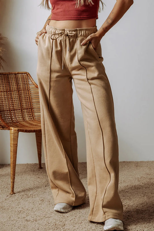 Emily Drawstring Wide Leg Pants with Pockets