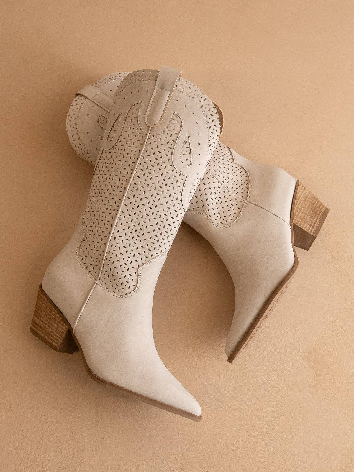 The Gabby | Taupe Perforated Western Boot