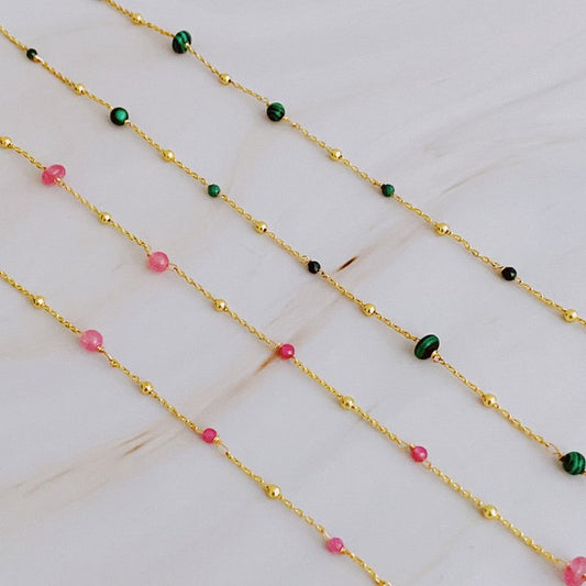 Dainty Precious Stone Bead Necklace