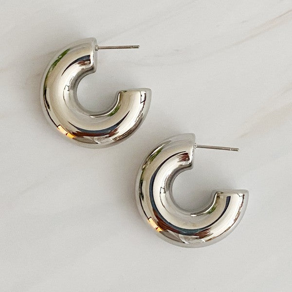 Polished Hollow Daily Hoop Earrings