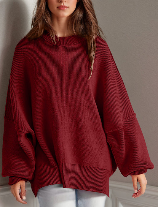 Mandy Maroon Exposed Seam Sweater