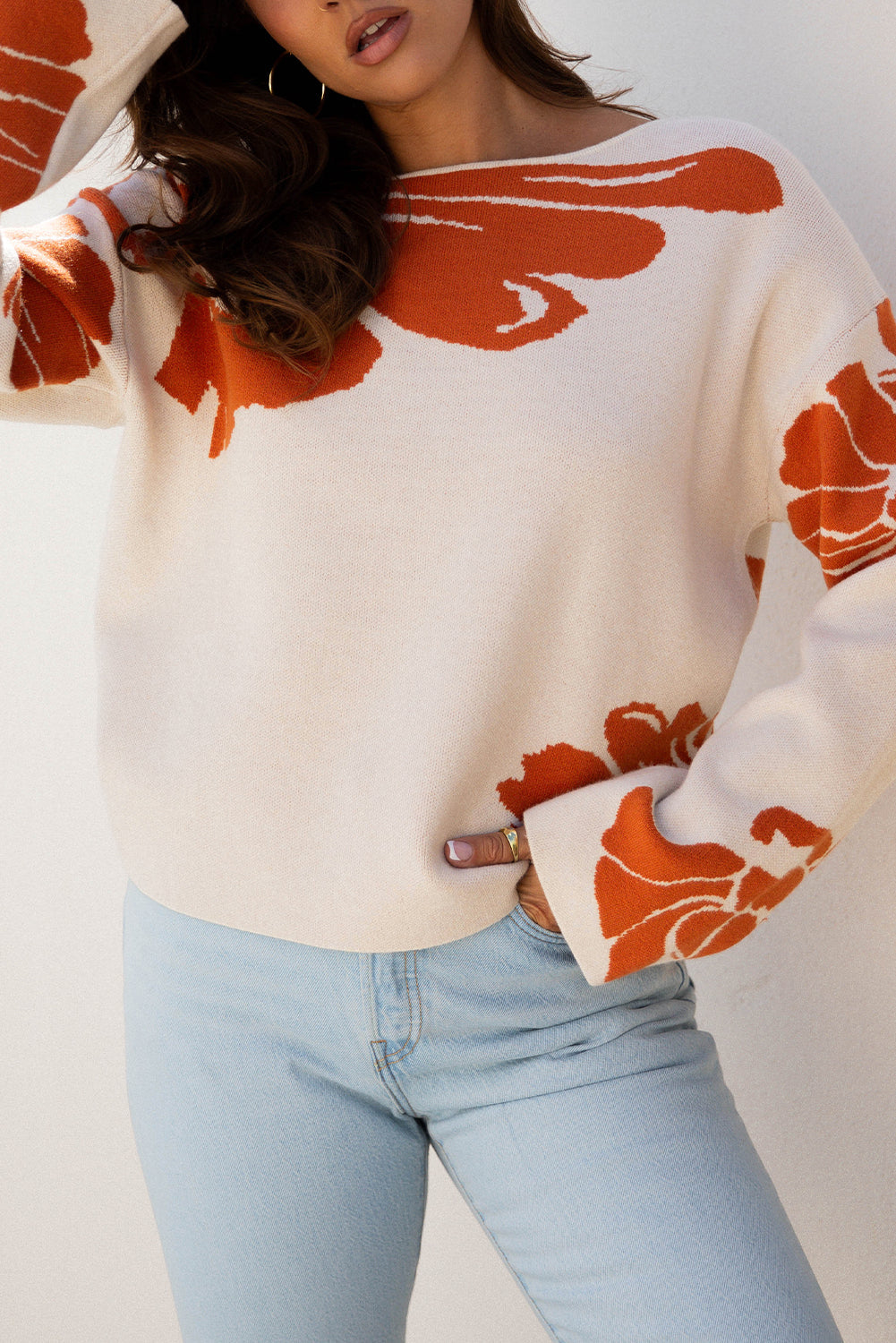 Floral Wide Sleeve Sweater