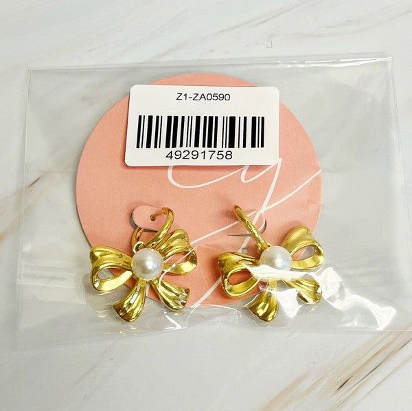 Perfect Bow And Pearl Earrings