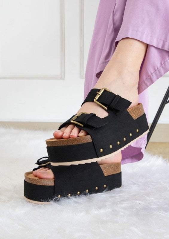 The Nina Double Buckle Platform Sandals