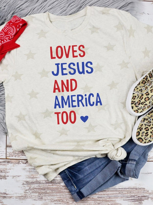 Loves Jesus and America Too Graphic Tee