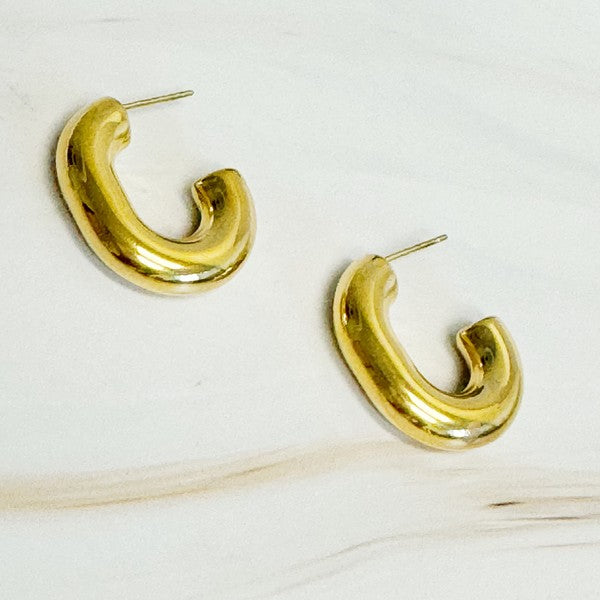 Golden Object Oval Hoop Earrings