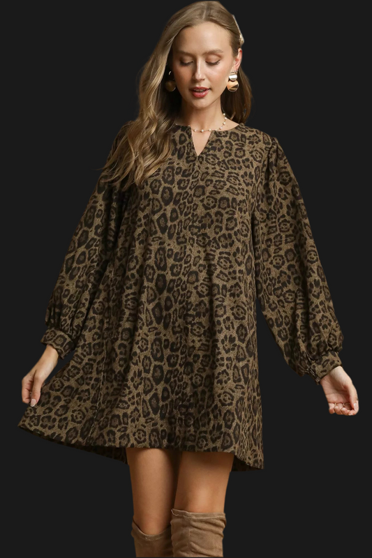 Umgee Leopard Print Swing Dress