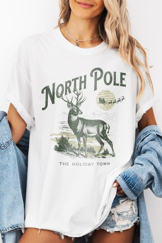 North Pole Christmas Garment Dye Graphic Tee