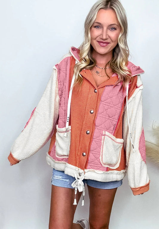 Dusty Rose Quilted Hooded Jacket