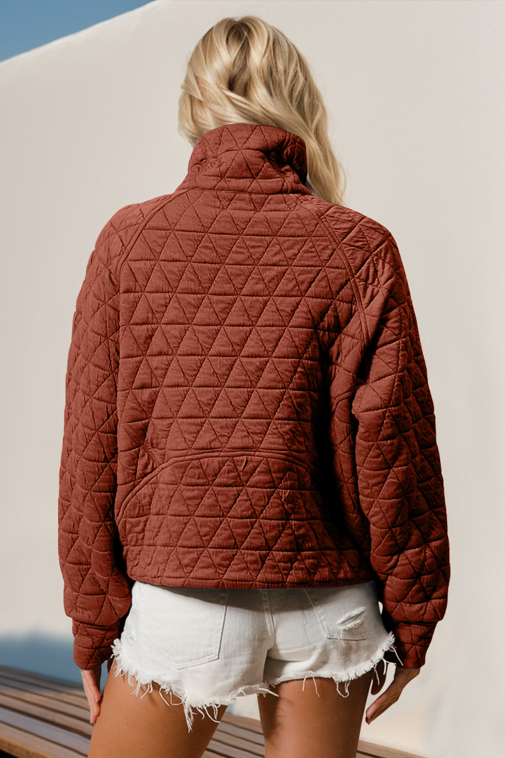 Double Take Half Zip Quilted Pullover