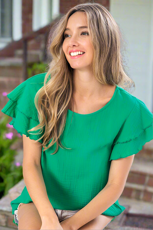 BiBi Ruffle Gauze Top