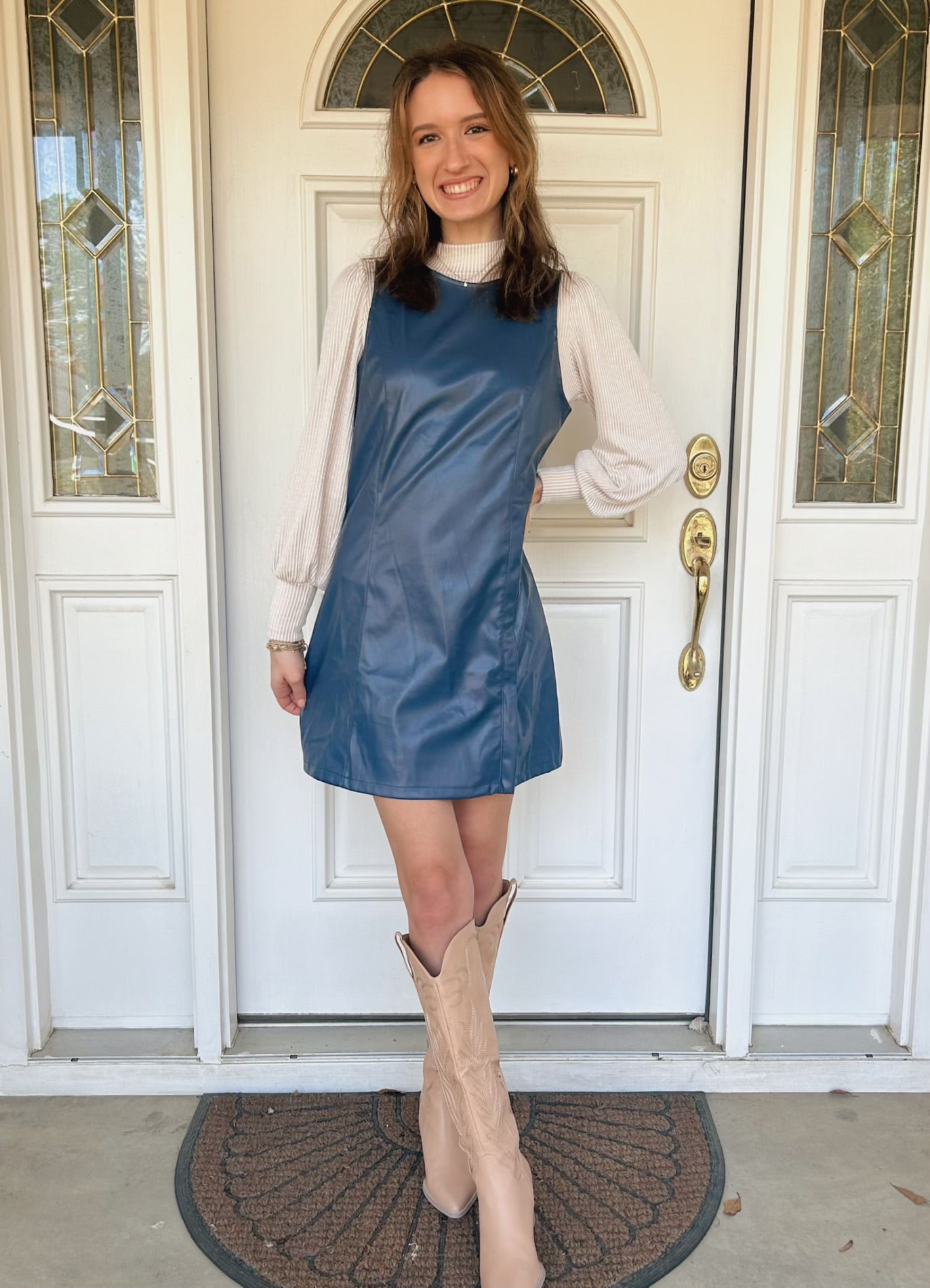 Eagle Blue Leather Mini Dress