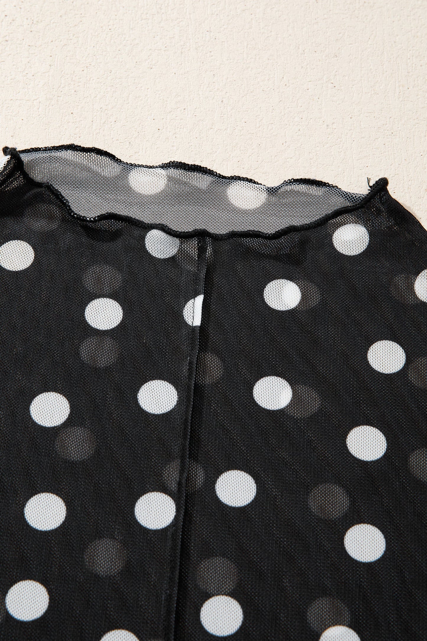 Polka Dot Sheer Mesh High Neck Tee