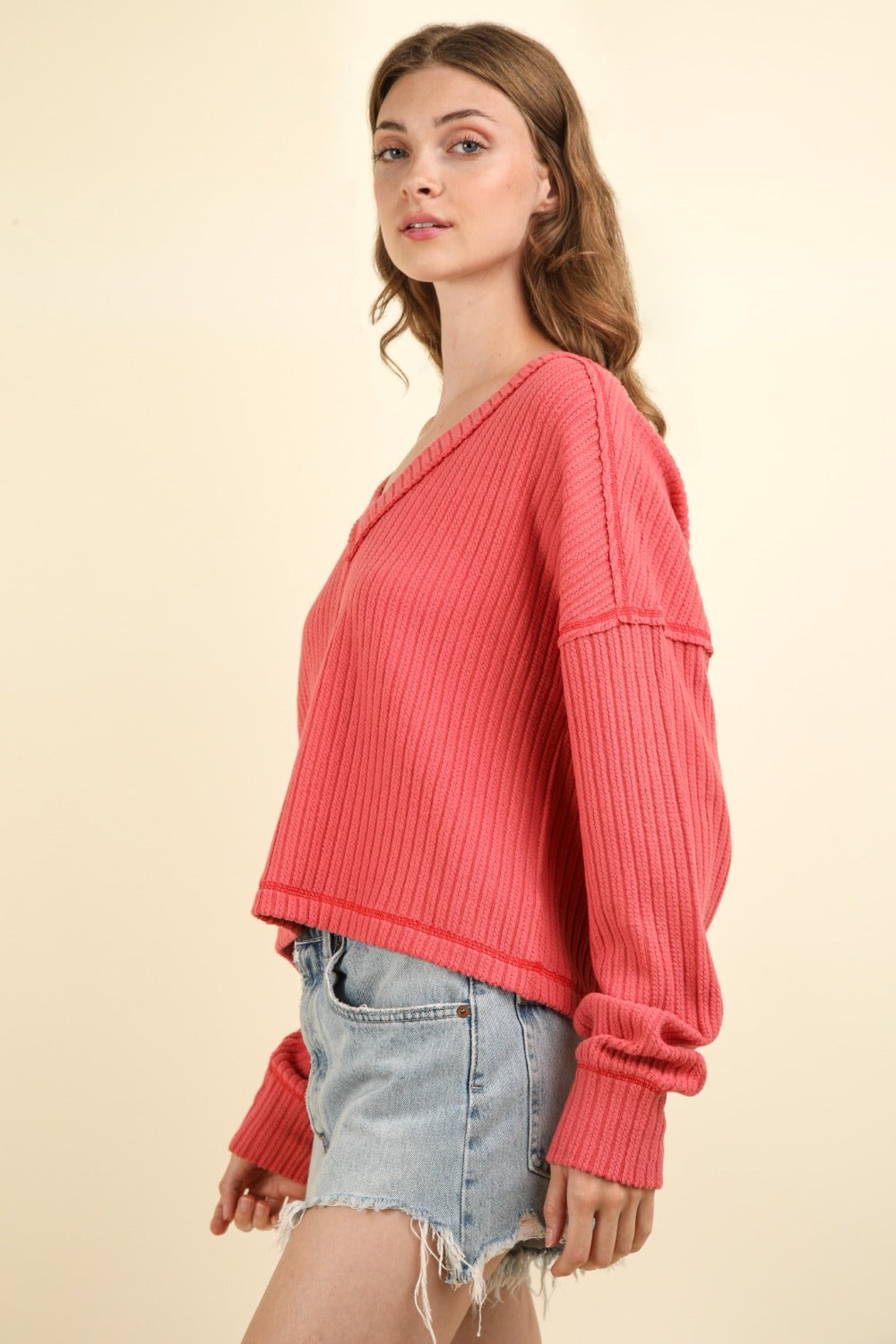 VERY J Ribbed Knit Top