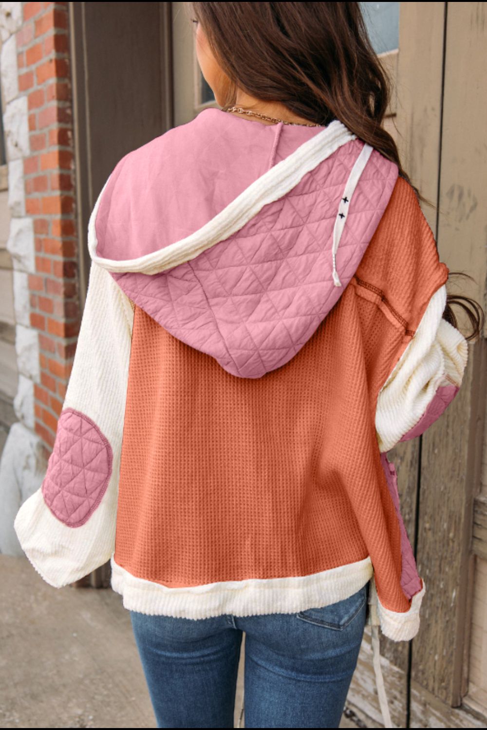 Dusty Rose Quilted Hooded Jacket