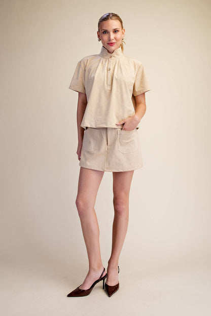 Let Them Brushed Suede Skirt Set