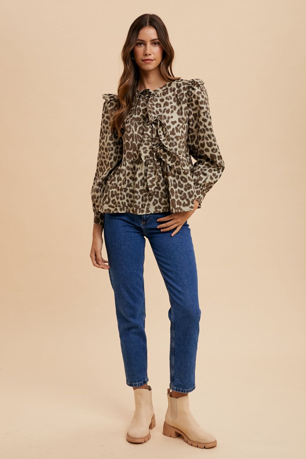 Annie Wear Leopard Peplum Top