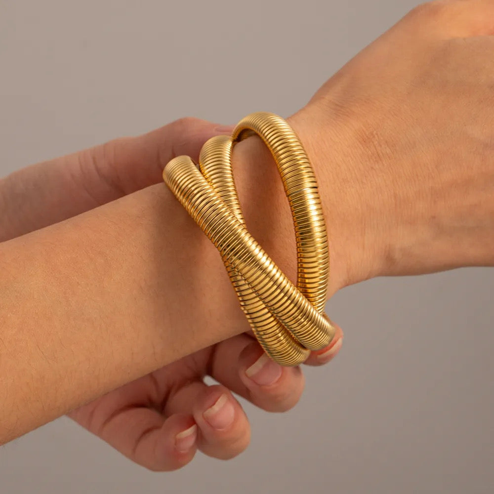 Triple Gold Snake Stretch Bracelet