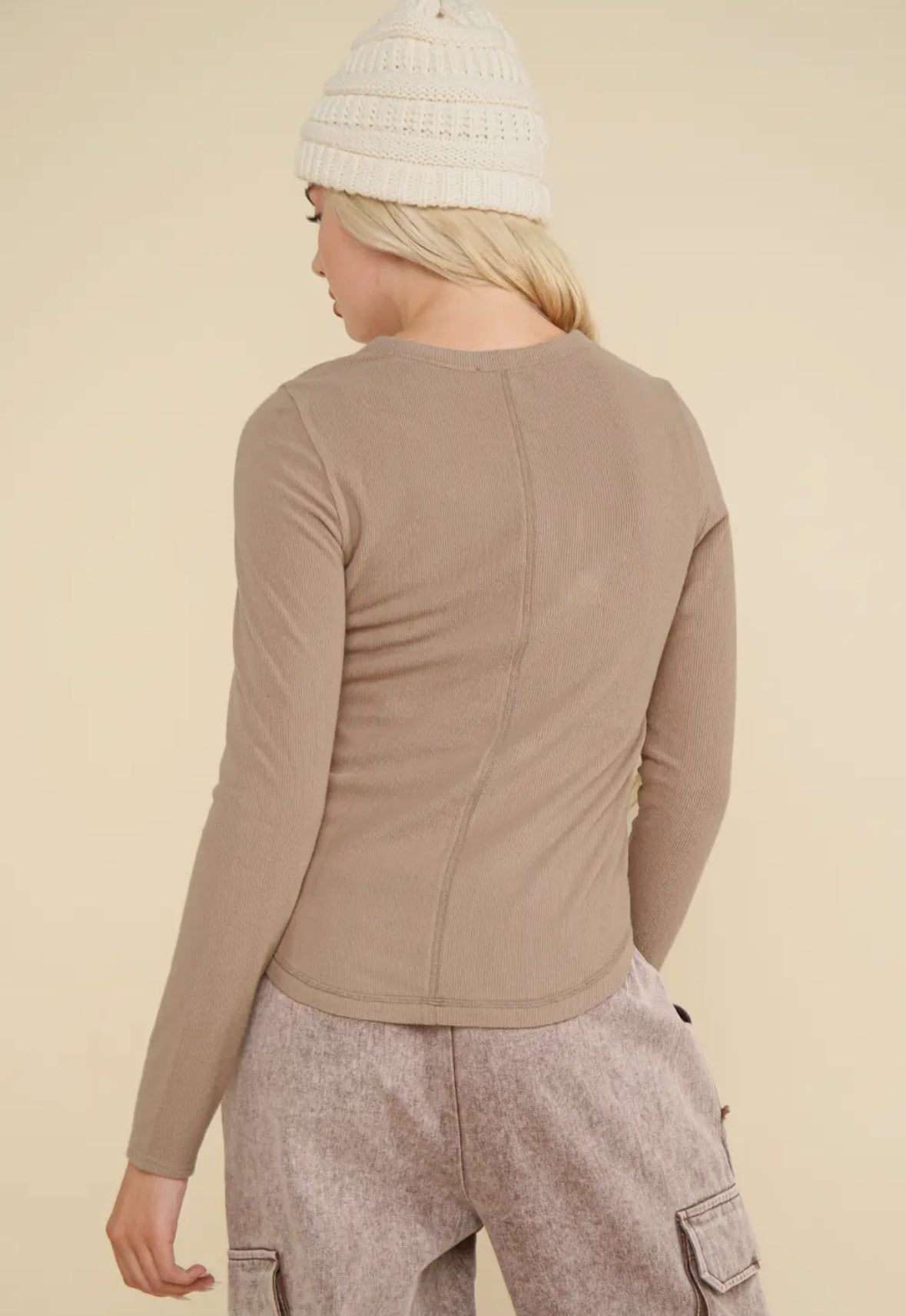 Let You Go Soft Knit Top in Taupe