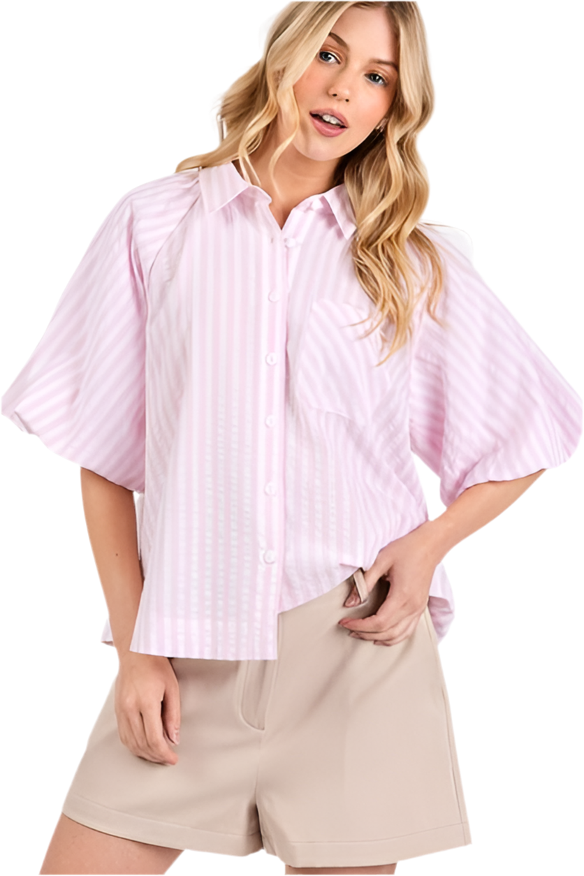 Jacyn Button Down Striped Top