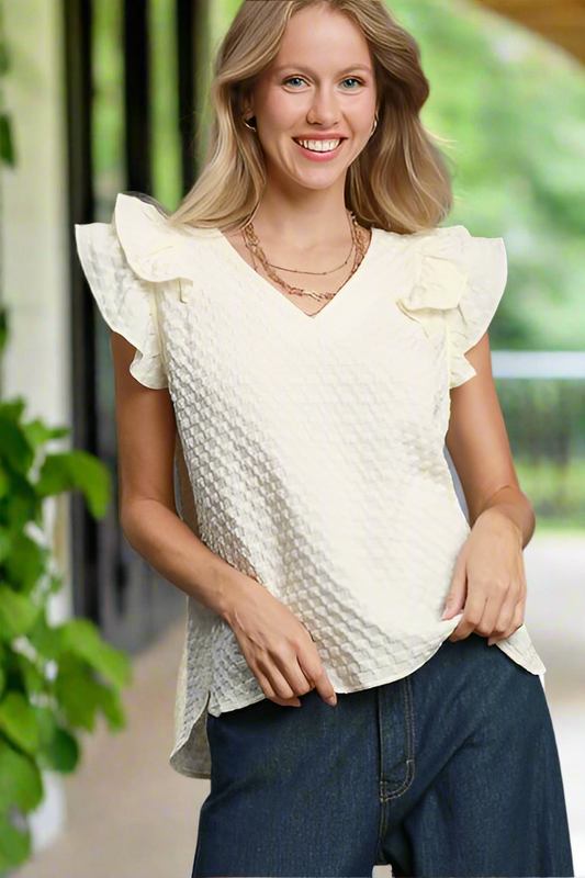 Certainly Love Jacquard Ruffle Cap