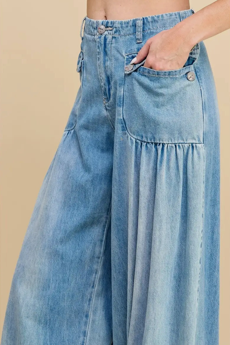 Valerie Washed Wide Leg Tencel Pants