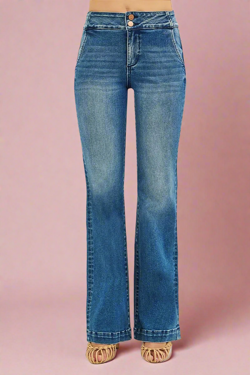 Get It Under Control High Rise Bootcut Jeans -Risen Tummy Control
