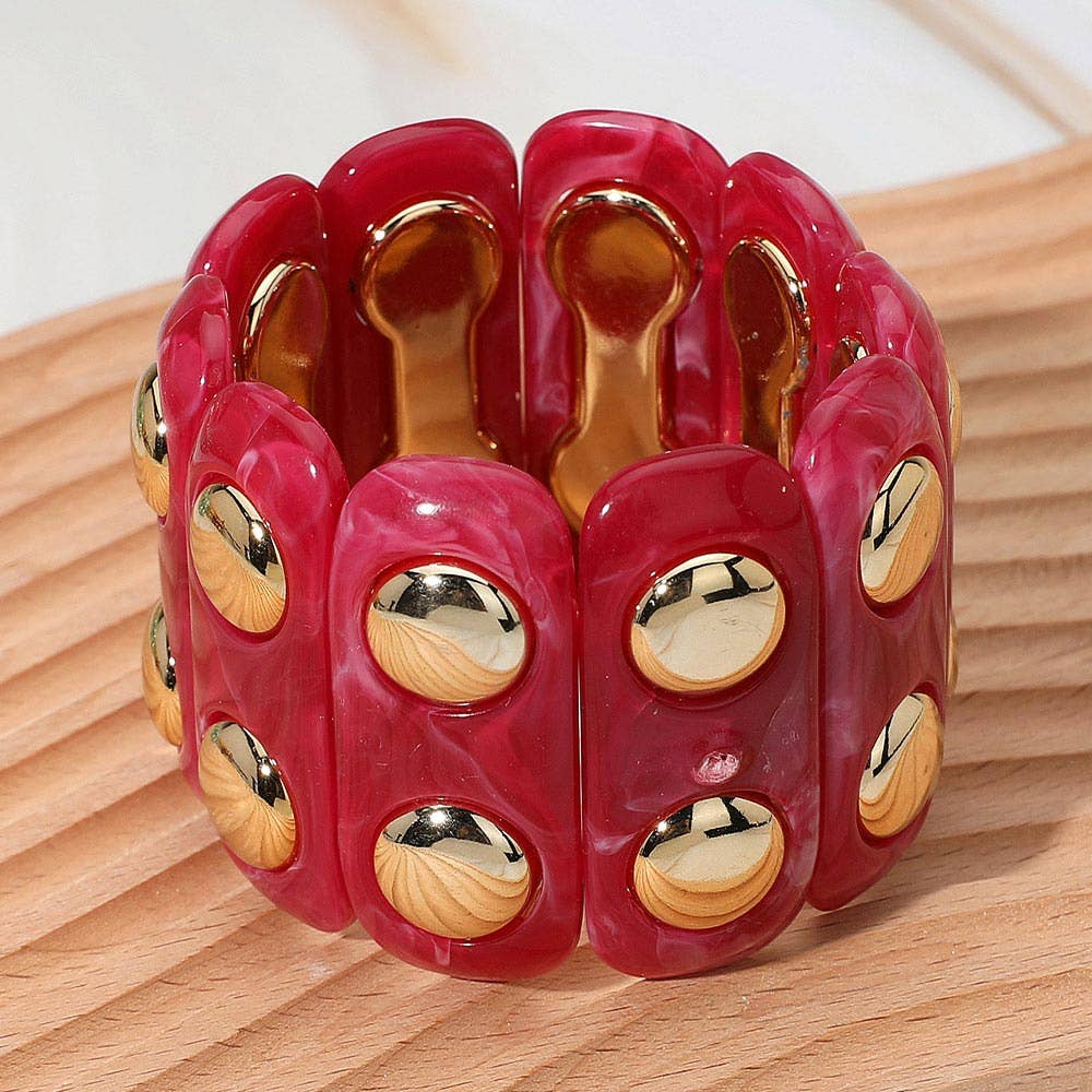 Chunky Wide Marbled Resin Stretch Bracelet