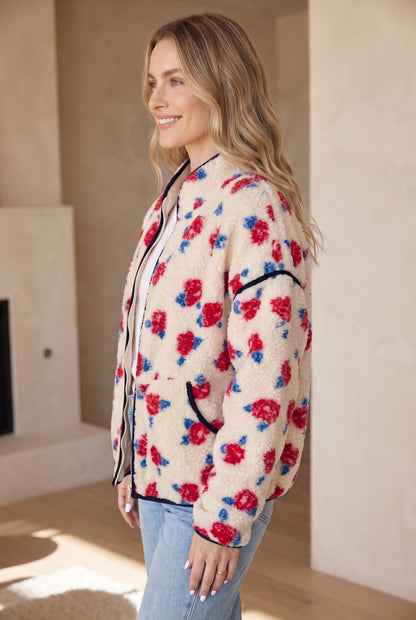 Get Stuff Done Floral Fleece Jacket