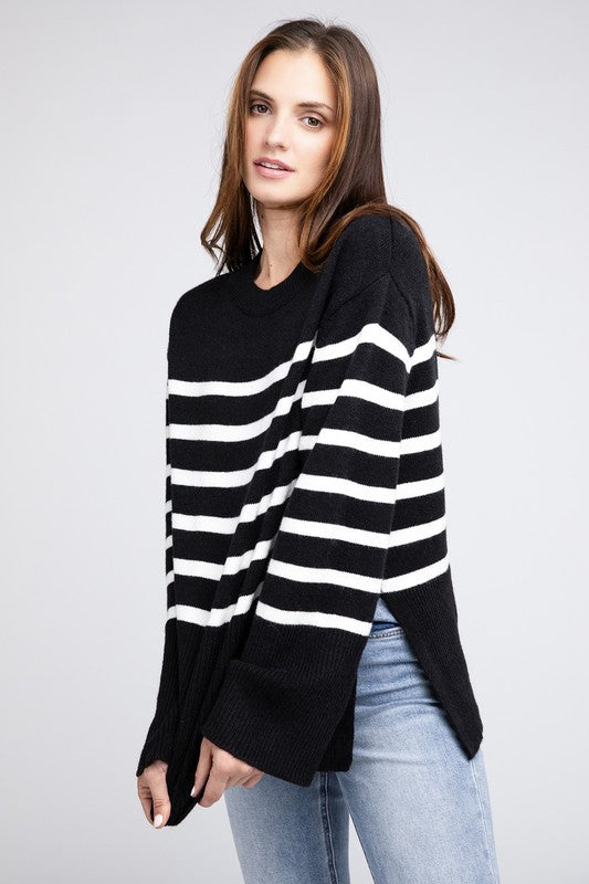 Unload Love Ribbed Hem Stripe Sweater