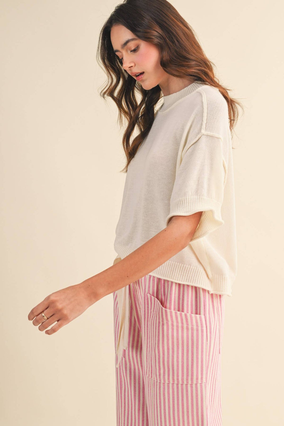 Lillith Cream Lightweight Knit Top