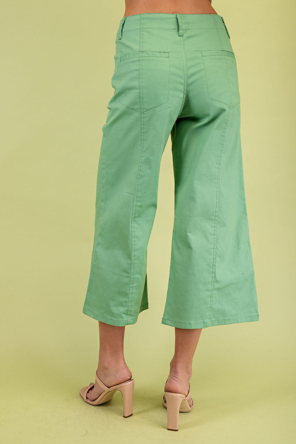 The Margo High Waisted Crop Seam Pants Apple Green