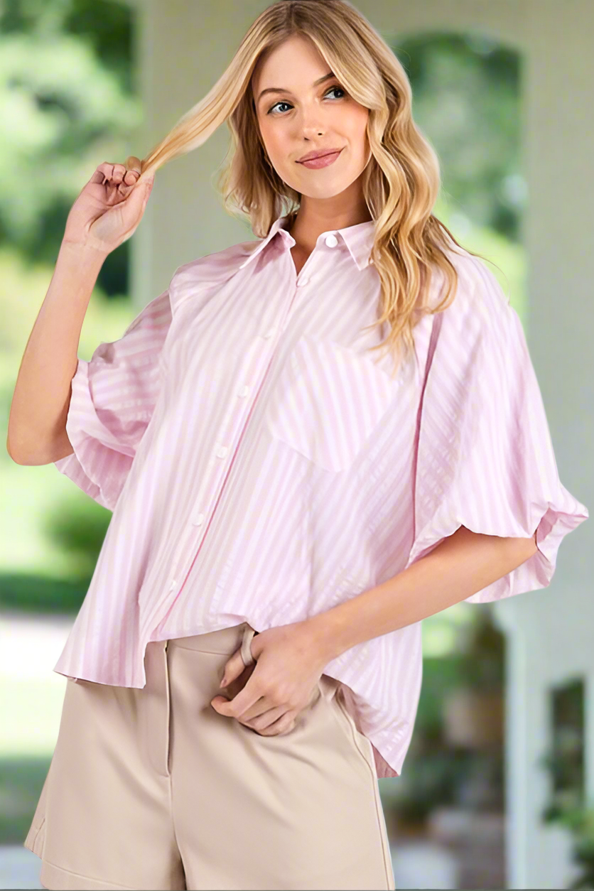 Jacyn Button Down Striped Top