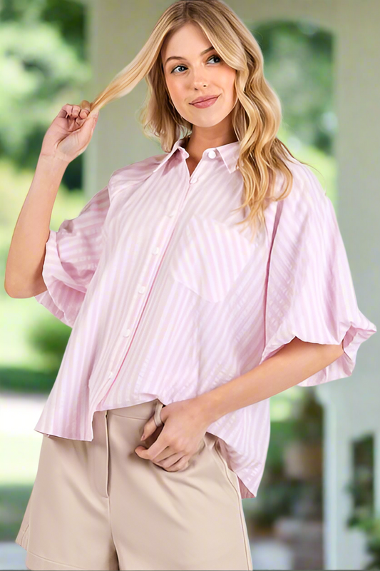 Jacyn Button Down Striped Top