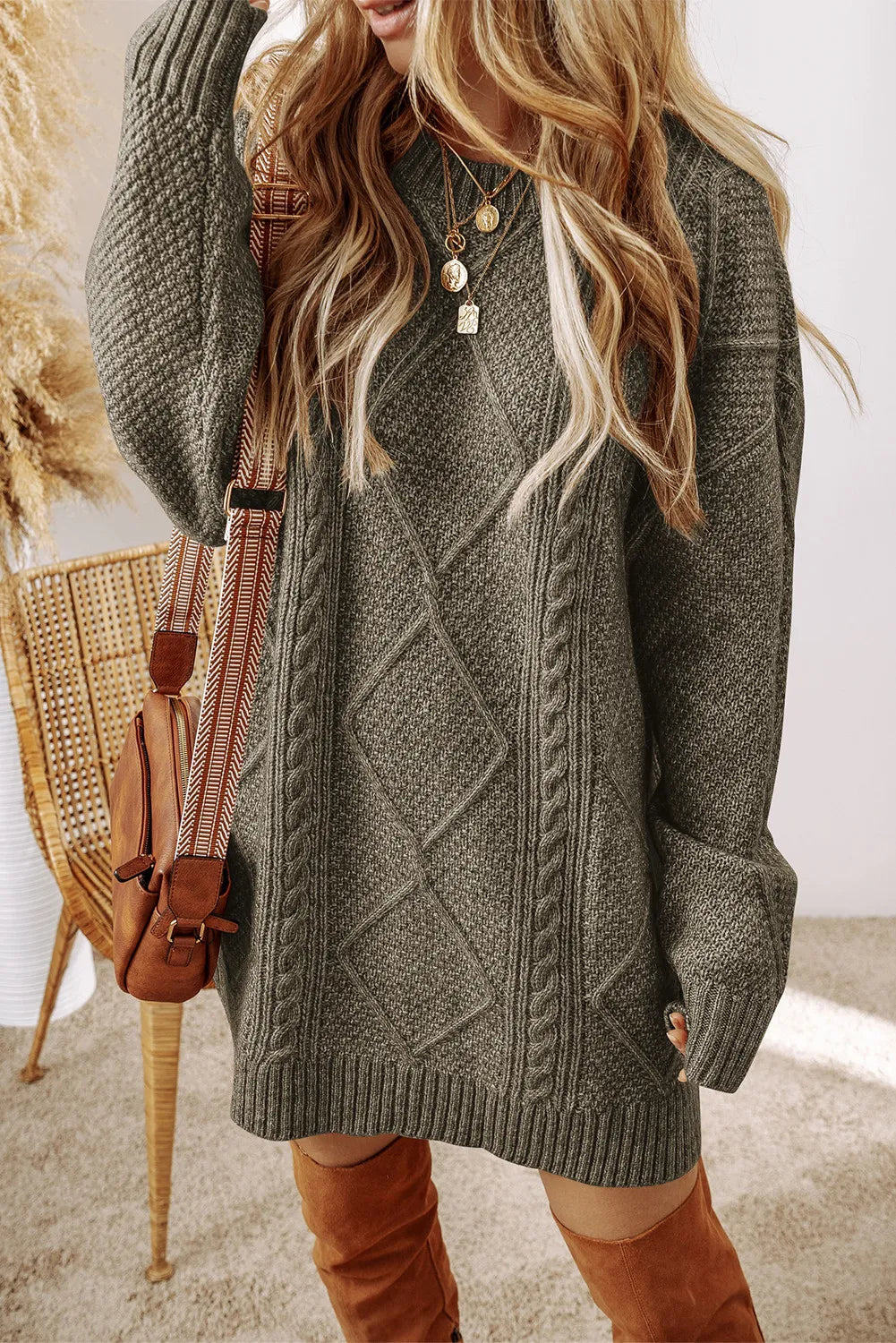 Jasmine Cable-Knit Sweater Dress