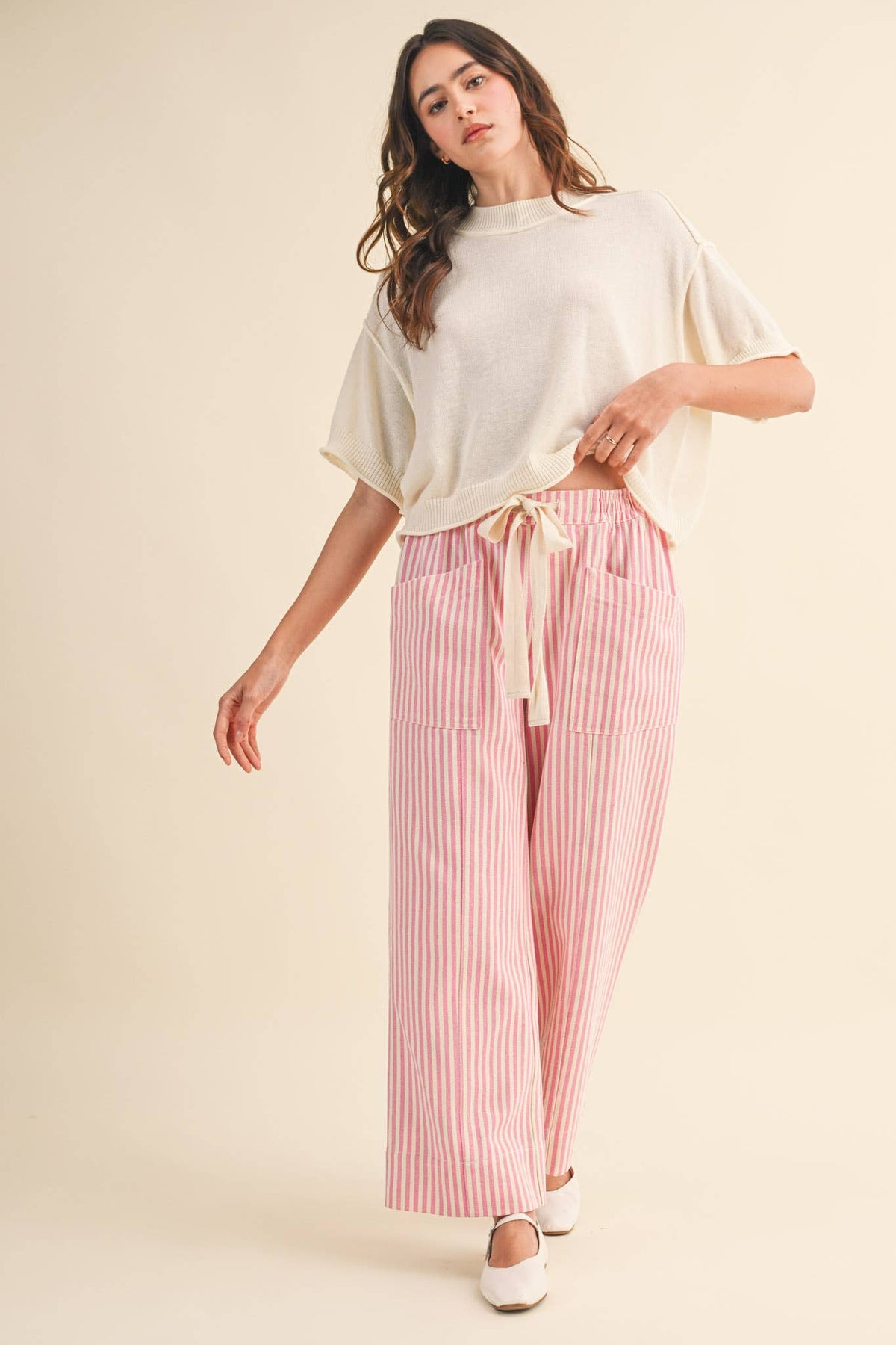 Lillith Cream Lightweight Knit Top