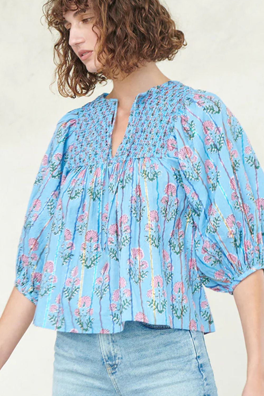 Floral Palisades Smocked Top