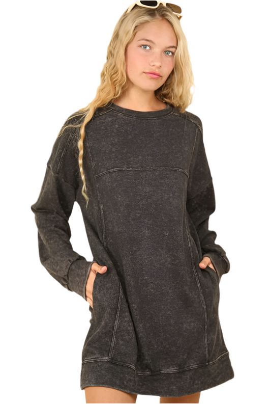 Justine Mineral Wash Dress with Pockets