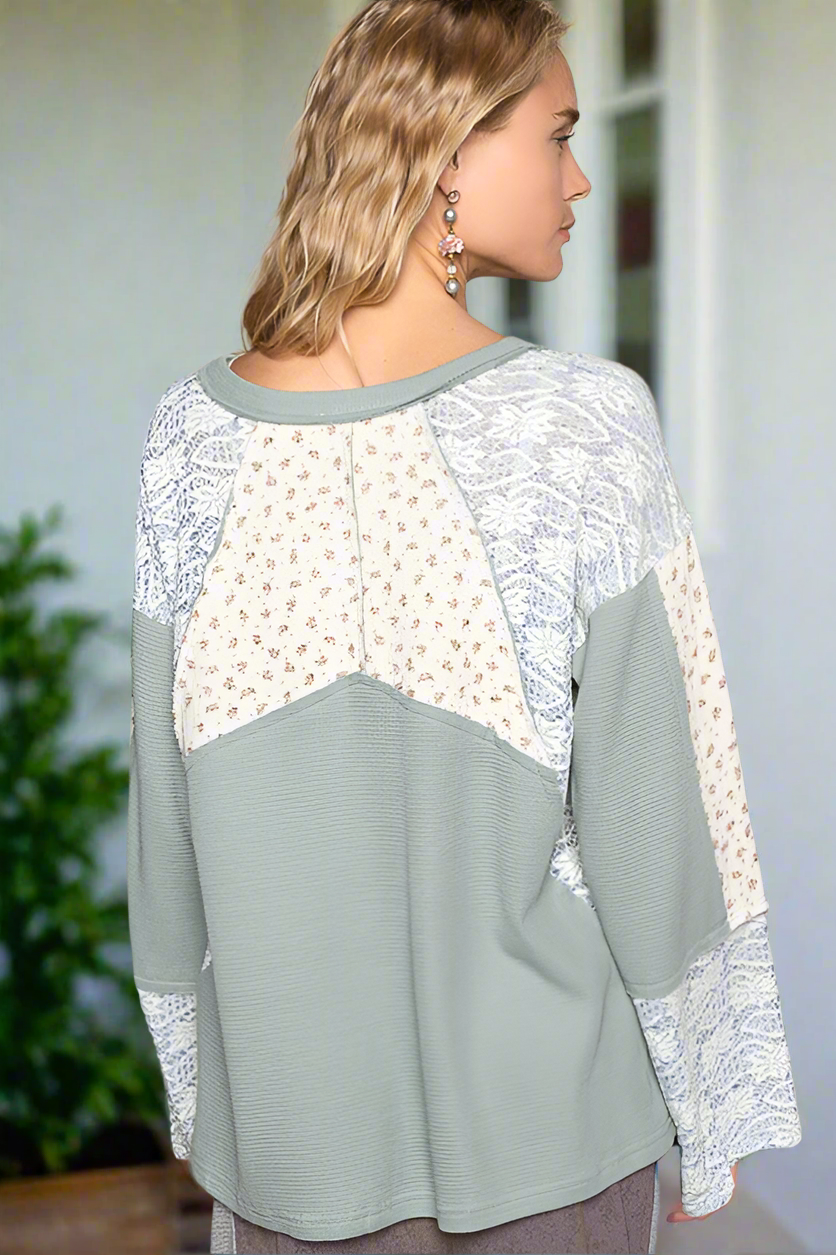 Probably Because Lace  Neck Knit Top