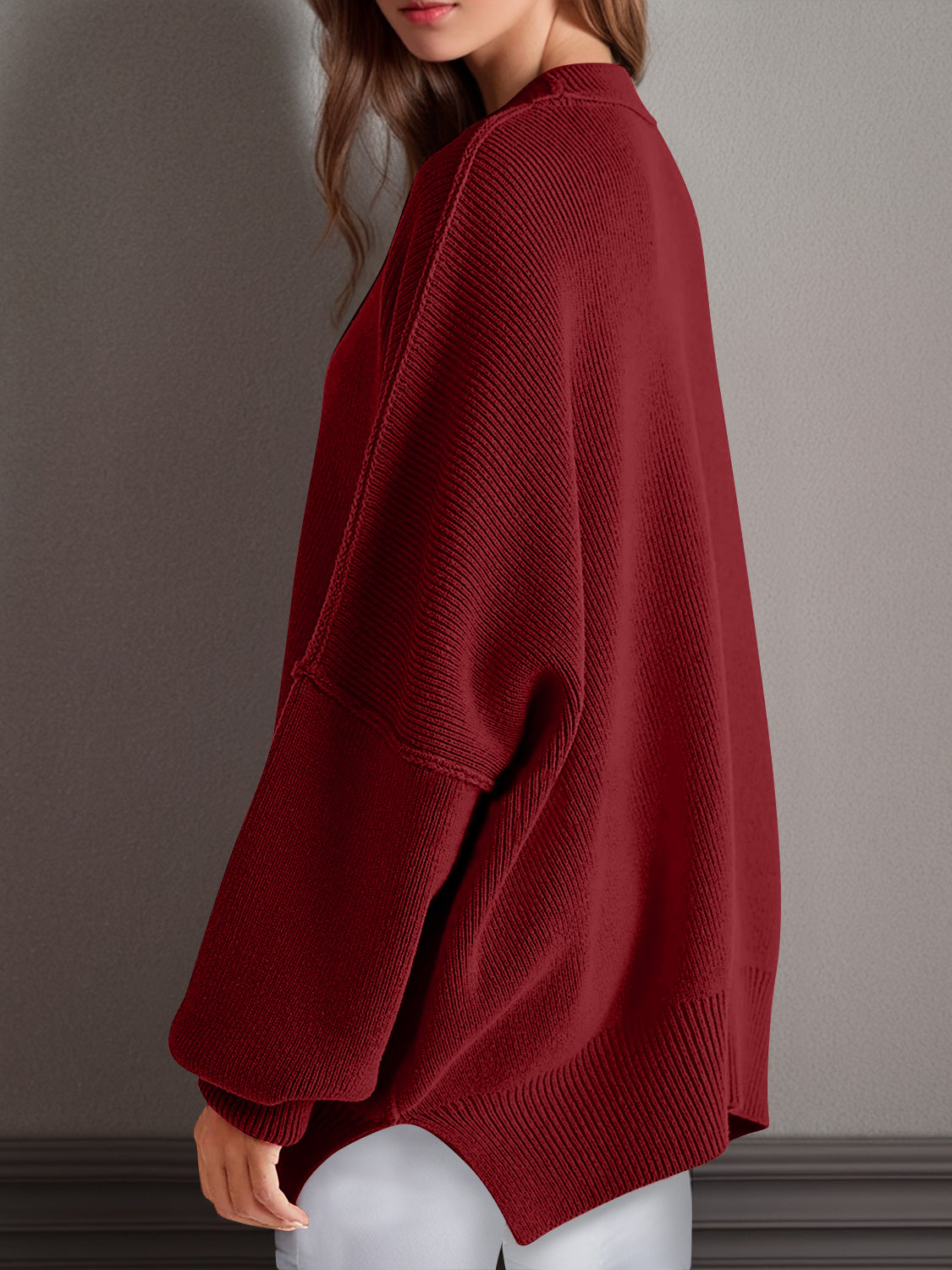 Mandy Side Slit Sweater  Oversized Pullover Sweater