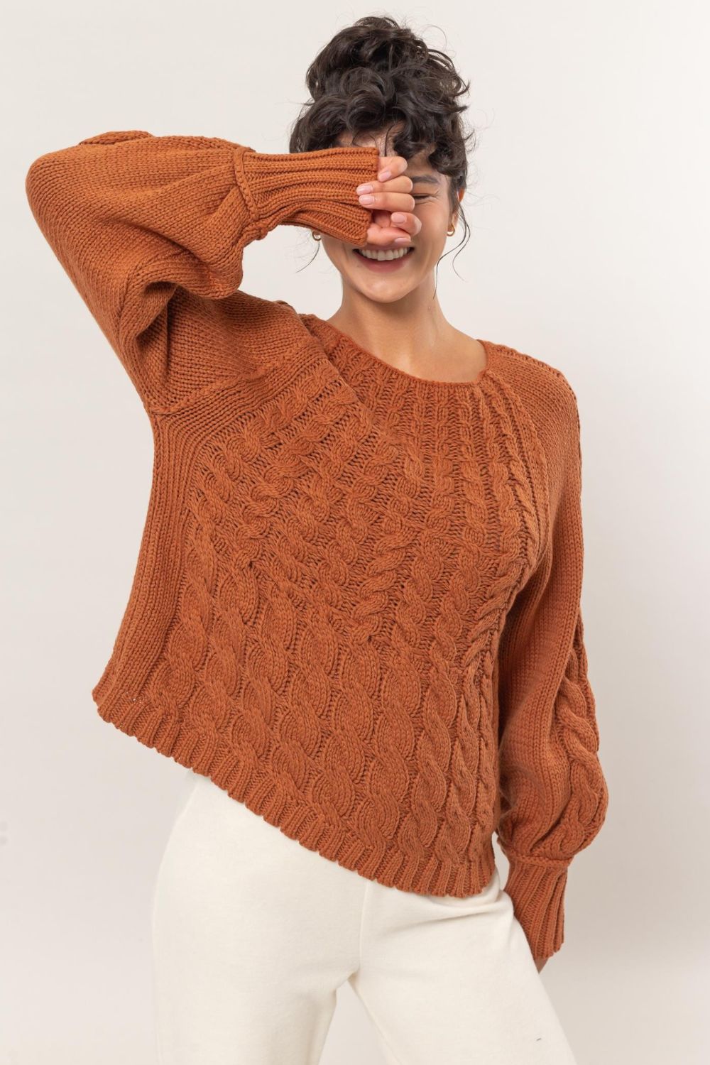 HYFVE Cable-Knit Raglan Sleeve Sweater