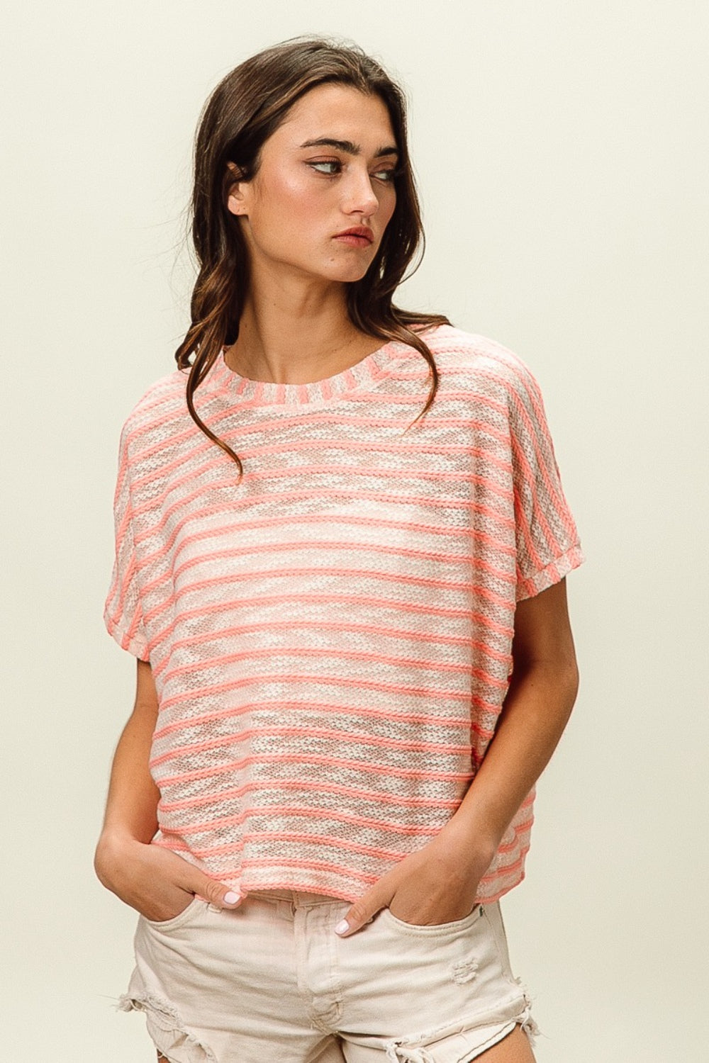 BiBi Holly Braid Striped Top