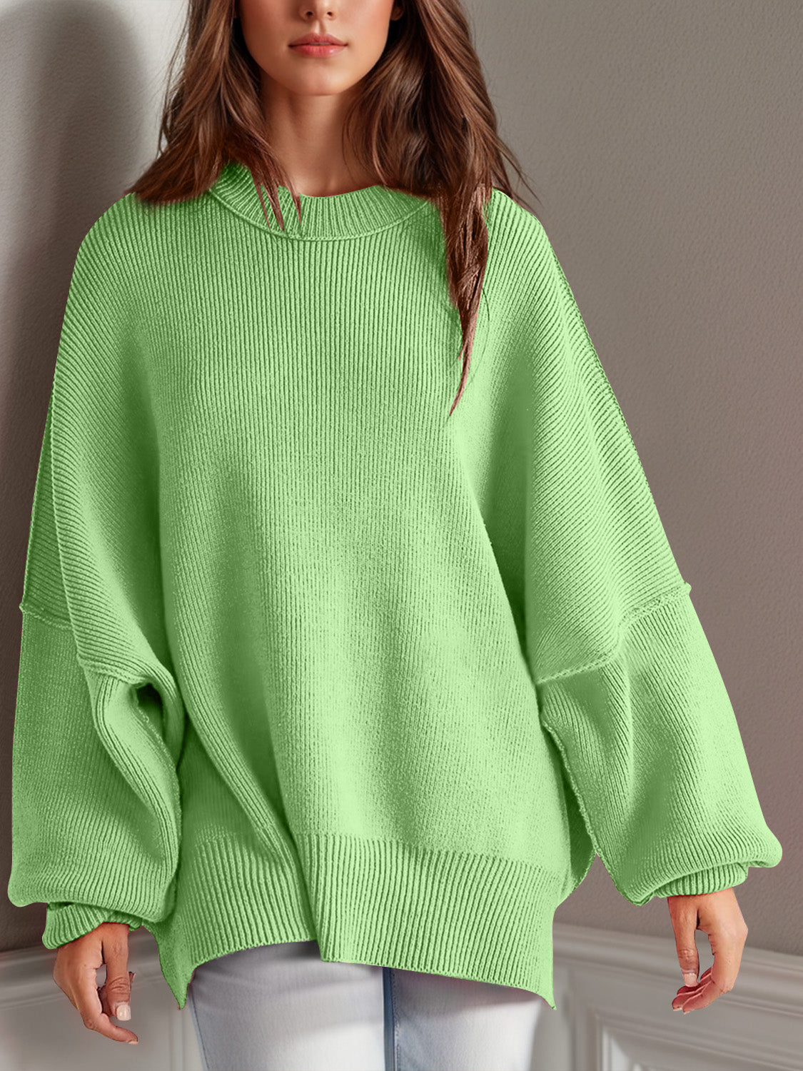 Mandy Side Slit Sweater  Oversized Pullover Sweater