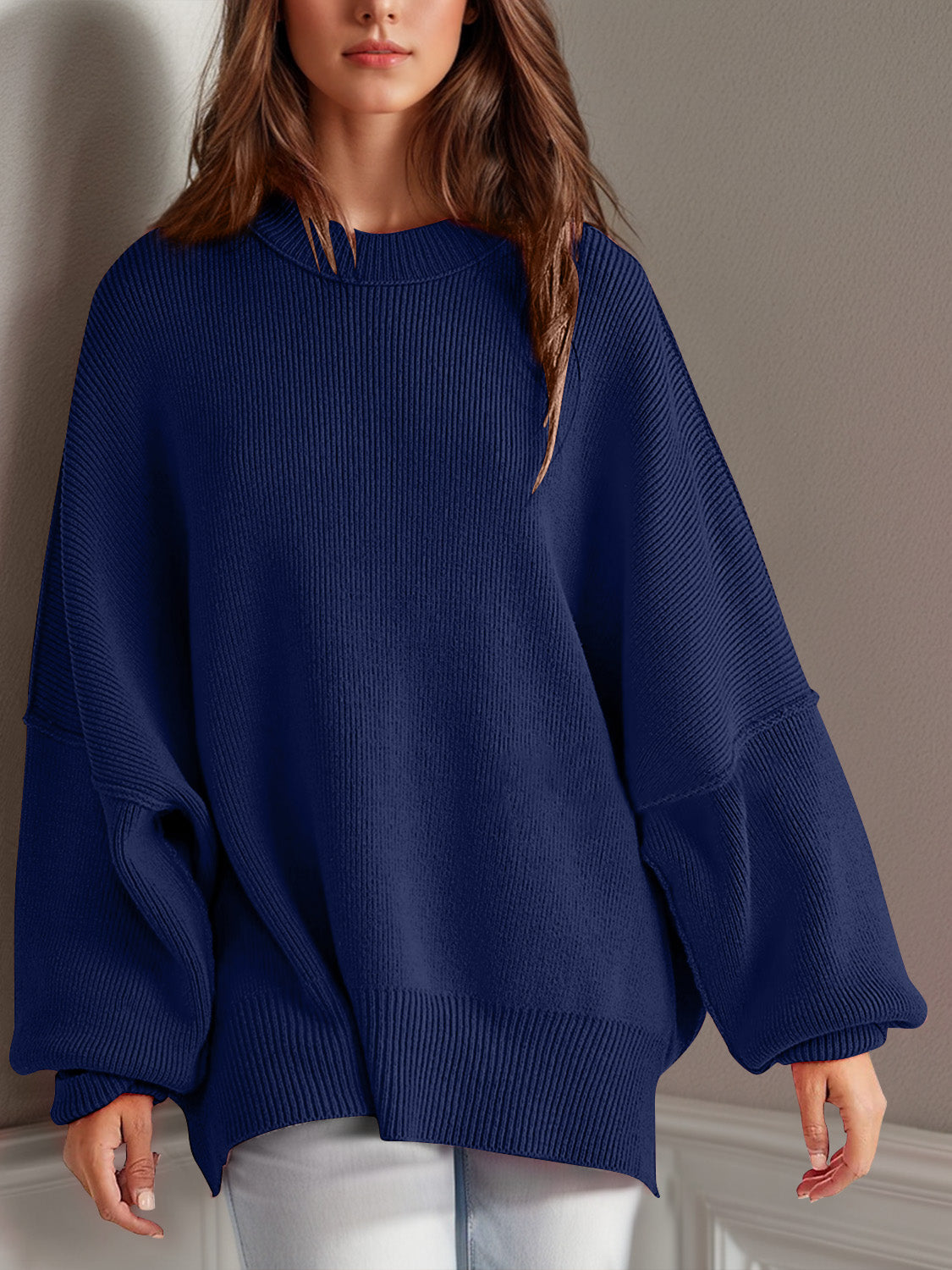 Mandy Side Slit Sweater  Oversized Pullover Sweater