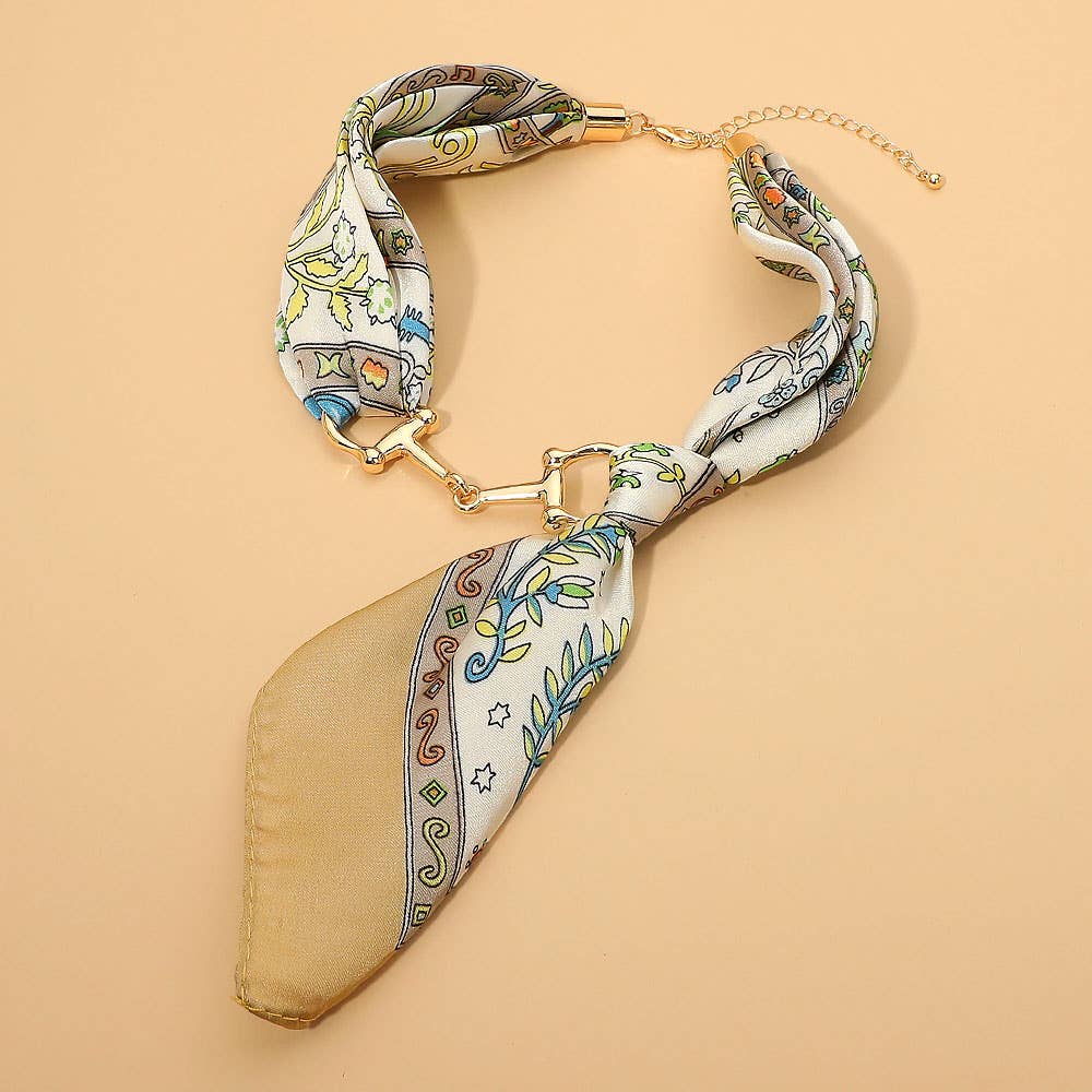 Horsebit Silky Fabric Scarf Necklace