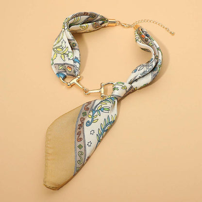 Horsebit Silky Fabric Scarf Necklace